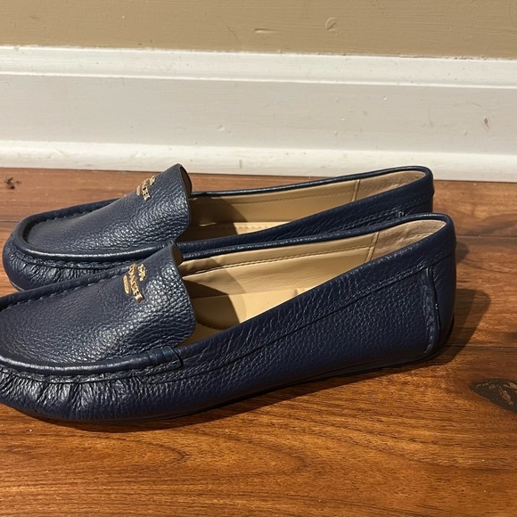 Coach Women's Marley Driver Loafer SZ 5.5 Leather Quiet Luxury Slip On Logo Blue - Picture 6 of 9